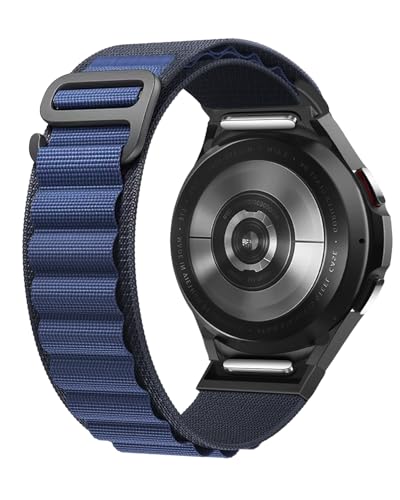 One Click Alpine Loop Bands Compatible with Samsung Galaxy Watch 7 Band/Galaxy Watch 6 4 5 FE Band 40mm 44mm/Watch 6 4 Classic 47mm 43mm 42mm 46mm/5 Pro 45mm, 20mm No Gap Nylon Sport Strap for Men - color: 12#Navy Blue