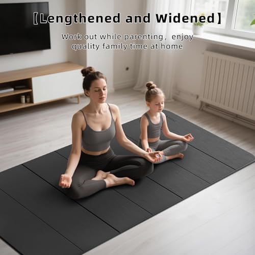PAIDU Foldable Yoga Mat (10MM) 75‘’x40‘“ Quick Fold，Easy Storage | TPE Non-Slip Design, Ea Extra Long/Wide for Indoor Yoga, Pilates and Outdoor Travel Workouts - color: Black