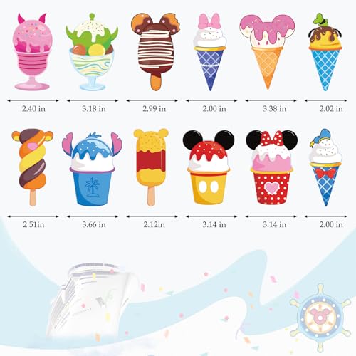 RiVolTa Mouse Cruise Door Magnets - 12 Pcs Summer Ice Cream Cute Ship Cabin Magnetic Stickers Funny Mice Decorations Garage Stateroom Accessories for Holiday Carnival Party Locker Refrigerator Decor - color: Ice Cream