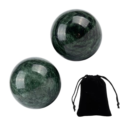 2 PCS Baoding Balls, Chinese Medicine Balls, Chinese Medicine Balls for Stress Relief and Meditation, Finger Exercise Tools for Office Relaxation, with Carry Bag (1.57 Inch/Green)
