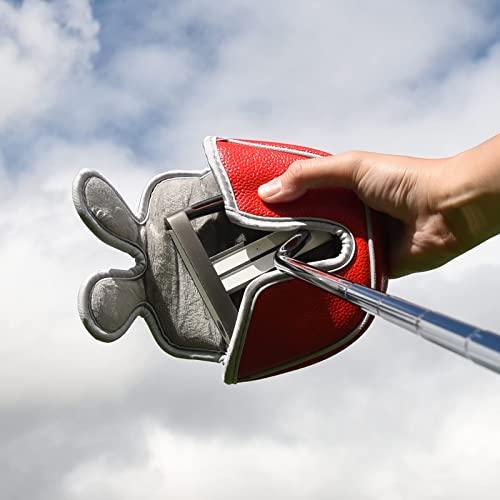 BigTeeth Golf Mallet Putter Head Cover Golf Club Protector Fit for Odessey Backstryke Centre Shaft Putter - color: Red