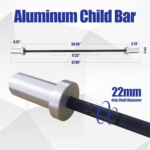 Kids Barbell 5LB Mini Barbell Bar 4ft for Beginner Women & Kids Weighted Bar, Compatible with 2-Inch Weight Plates, for Strength Training Gym Weight Lifting - color: Black&Silver