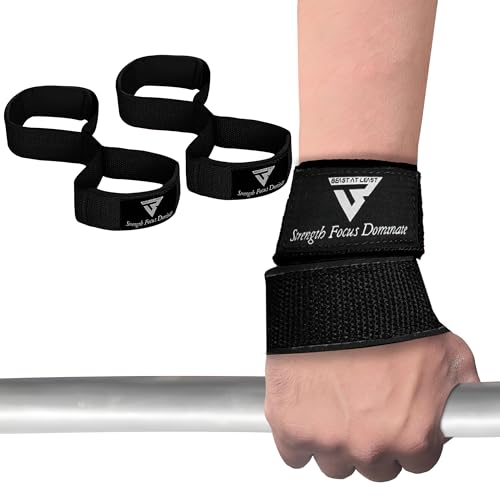 Weight Lifting Straps Figure 8, Anti Slip Strap with cuffs wrist Support for Gym Workout Deadlift Powerlifting Bodybuilding Weightlifting, Fitness Strength Training, Hand Bar Grip for Men - color: F BLK