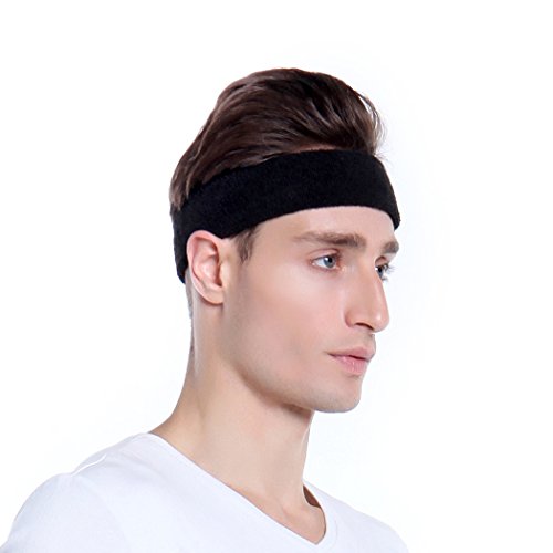 BEACE Sweatbands Sports Headband for Men & Women - Moisture Wicking Athletic Cotton Terry Cloth Sweatband for Tennis, Basketball, Running, Gym, Working Out - color: Red Whi Blu/Rainbow/GR YE GR