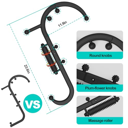 Trigger Point Massage Tool, Manual Back & Neck Massager Stick | Manual back massagers for neck & shoulder massage. Precision s-hook release tool provides deep tissue muscle knot pain relief - color: Black(upgrade)