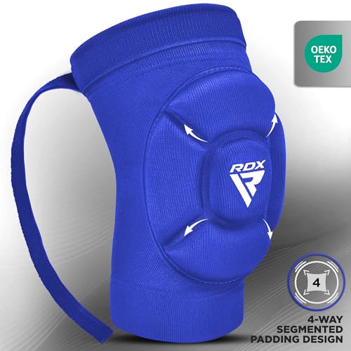 RDX Elbow Pads, Muay Thai MMA Kickboxing Sparring Elbow Guard, Martial Arts Striking Protection,Wrestling Basketball Adjustable MTB Volleyball Compression Padded Sleeve, Men Women - color: Blue White, size: Small