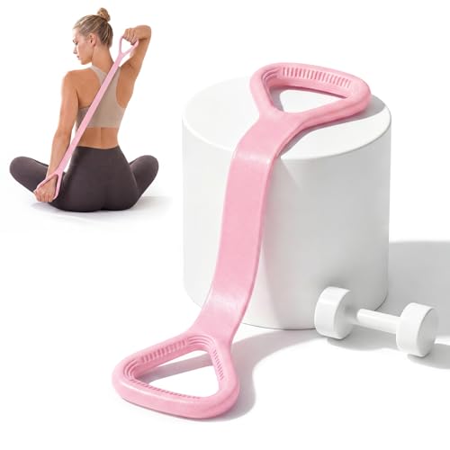 Exercise Band - Figure 8 Resistance Bands with Handles, 30 lb Tension Rope for Arm/Back/Shoulder Training, Workout Equipment for Physical Therapy, Rehabilitation, Yoga, Pilates, Stretching - color: Pink