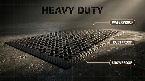 Lovinland Large Rubber Doormat for Outside - 60 x 35 Heavy Duty Outdoor Drainage Mat with Holes - Anti Slip Floor Mat for Commercial Kitchen, Pool, Restaurant, Garage, Bar, Entrance, Wet Area, Garden