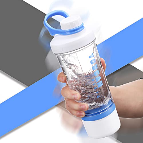 21oz Protein Shaker Bottle with Powder Storage Container-Shaker Cups for Protein Shakes-pre workout bottle-Mixer Cup-Gym Sport Water Bottle -Made with Tritan BPA Free,with Wire Whisk Balls (Blue) - color: Blue