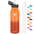 Han's Bottle Sports Water Bottle - 24 Oz, Straw Lid, Leak Proof, Vacuum Insulated Stainless Steel, Double Walled, Thermo Mug,Fire - color: Fire, size: 24 Ounces