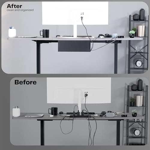 VIVO Black 17 inch Extra Deep Cable Management Tray, DESK-AC16-1C | Under Desk, Low Profile Power Strip Holder, Cord Organizer, Wire Tamer Steel Cable Rack for Office and Home, Holds 11 lbs - color: Black, size: Extra Deep