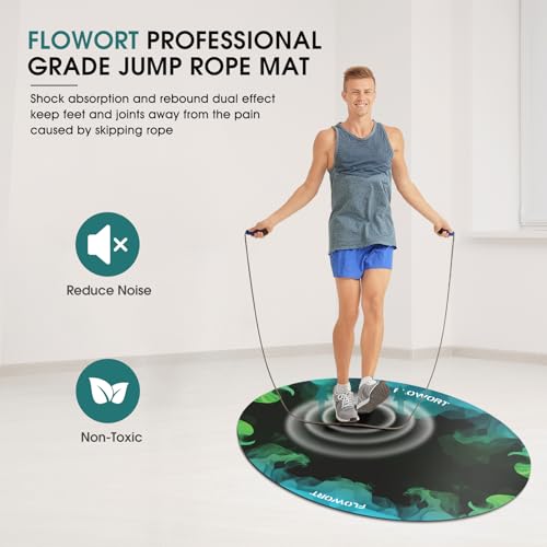 Cheete Jump Rope Mat Large Rubber Exercise Mat Indoor Outdoor Shock Absorbing Mat Non-Slip Oval Design for Floor & Rope Protection, Workout Mats for Home Gym Flooring - color: Blue＆Green