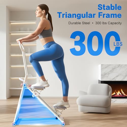 HXD-ERGO Stair Stepper for Home, New Version 6 Adjustable Resistance Vertical Climber Cardio Exercise Machine, Folding Stair Climber for Full Body Workout with Adjustable Handlebar - color: White