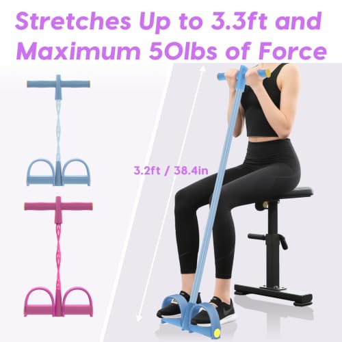 Resistance Bands with Handles, 6-Tube Elastic Pedal Resistance Band for Working Out, Durable Natural Rubber Exercise Bands, Multifunction Exercise Equipment for Abdomen, Waist, Arm, Leg Stretching - color: Full Blue