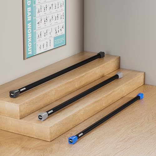 LIONSCOOL Workout Weighted Bar,Padded Exercise Weight Bar, Solid Steel Stretching weighted bar set for Body Sculpting, Physical Therapy,Body Toning - size: 30LB