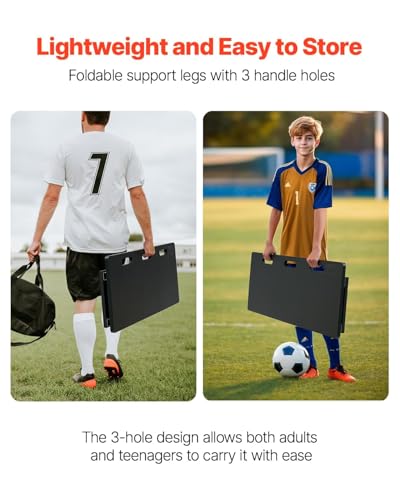 VEVOR Soccer Rebounder Board, Mult-Adjustable Angles Portable Soccer Rebound Wall, Foldable Kickback Board, Soccer Practice Equipment, Ideal for Kids & Adults Passing & Shooting Drills - size: 40"X16"