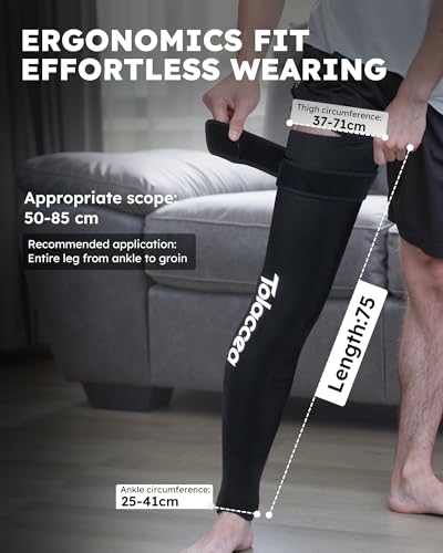 Full Leg Ice Pack Wrap with 360° Coverage with Strap for Muscle Recovery After Exercise, Ice Pack Wrap Around Entire Leg for Pain Relief, Foot Calf and Thigh Legs Shins Hamstrings (universal) - size: universal