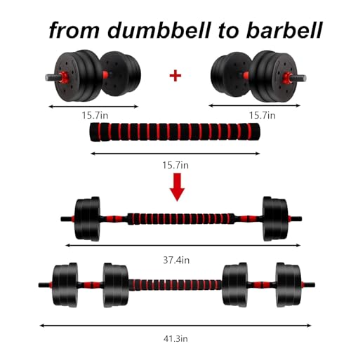 Adjustable Dumbbell Set, 5-44 lbs Free Weight Set with Connector, Convertible Dumbbell, Barbell, Push-up, Home Gym Fitness Weight for Men Women - color: Black-44POUNDS