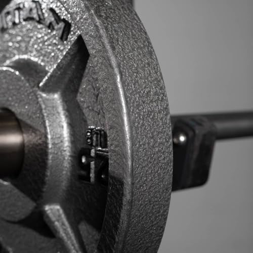 Titan Fitnes Cast Iron Olympic Plates, Classic Weight Plate Design, Hammer Finish - size: 25 LB Pair
