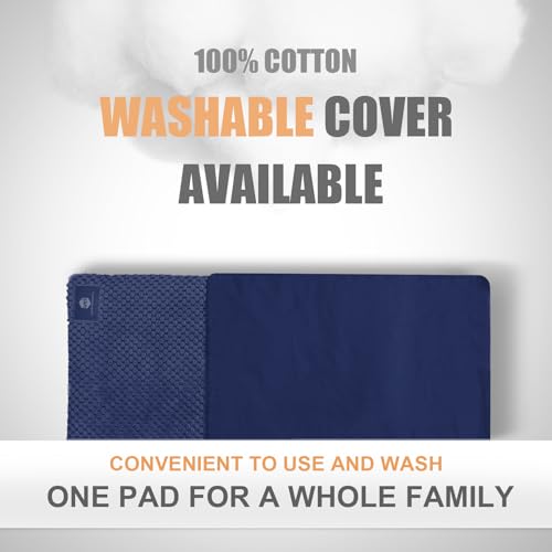 UNCN Wide Microwave Heating Pad with Washable Cover 9.5 x 16in Microwavable Hot Pad for Neck Shoulder, Cramps, Back Cordless Warm Compress Weighted Moist Heat Pack for Aches, Unscented - color: Navy Blue
