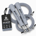 WOD Nation Adjustable Speed Jump Rope For Men, Women & Children - Blazing Fast Fitness Skipping Rope Perfect for Boxing, MMA, Endurance - color: Grey