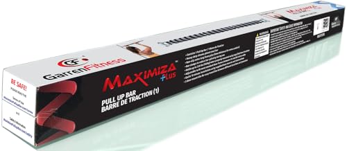 Maximiza Plus Doorway Pull Up Bar – Adjustable Width Screw-In Bar (V2) | Fits Wide doorways 36-50 inches. Maximum 330 lb load capacity. 3 sets of screw-in door-mounts included for safe home workouts