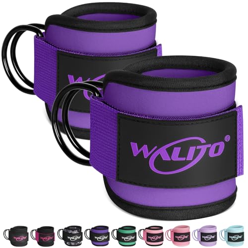 WALITO Gym Ankle Straps for Cable Machines Women & Men - Glute Kickback Ankle Cuff, Adjustable Cable Machine Accessories for Leg Extensions, Hip Abductors & Lower Body Workouts - color: Pair-Purple