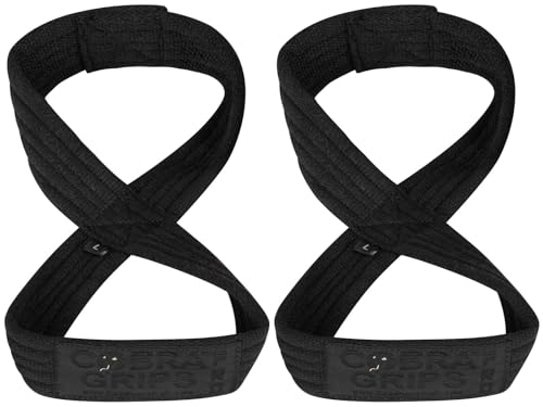 Deadlift Straps Figure 8 Loop Lifting Straps The #1 Choice for Power Lifters weightlifters workout Enthusiasts - color: Jet Black, size: 80 cm 8.0"+ And Up Wrist Circumference