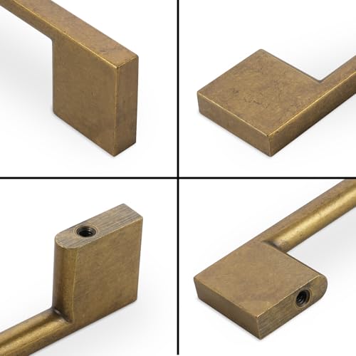 10 Pack 5 Inch(128mm) Cabinet Pulls Antique Brass Kitchen Cabinet Handles Zinc Alloy Drawer Pulls Solid Cabinet Hardware - color: Antique Brass, size: 5'' Hole Center(128mm)