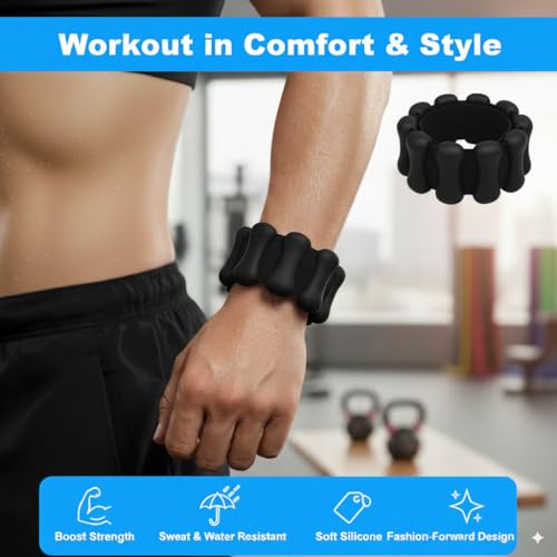 Adjustable Wrist and Ankle Weights Set (2lb Total, 1lb Each) - Premium Silicone Weighted Bangles for Women & Men - Stylish Arm Weights for Yoga, Pilates, Walking, Running, Fitness, Aerobics (Black/Purple)