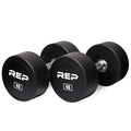 REP Fitness Urethane Coated Round Dumbbells, 5 to 100 lbs, Singles or Pairs, With or Without Rack, Steel Core, Rubber Encased, Chrome Handles, Professional Weights for Home Gym Strength Training - style: 45 lb Pair