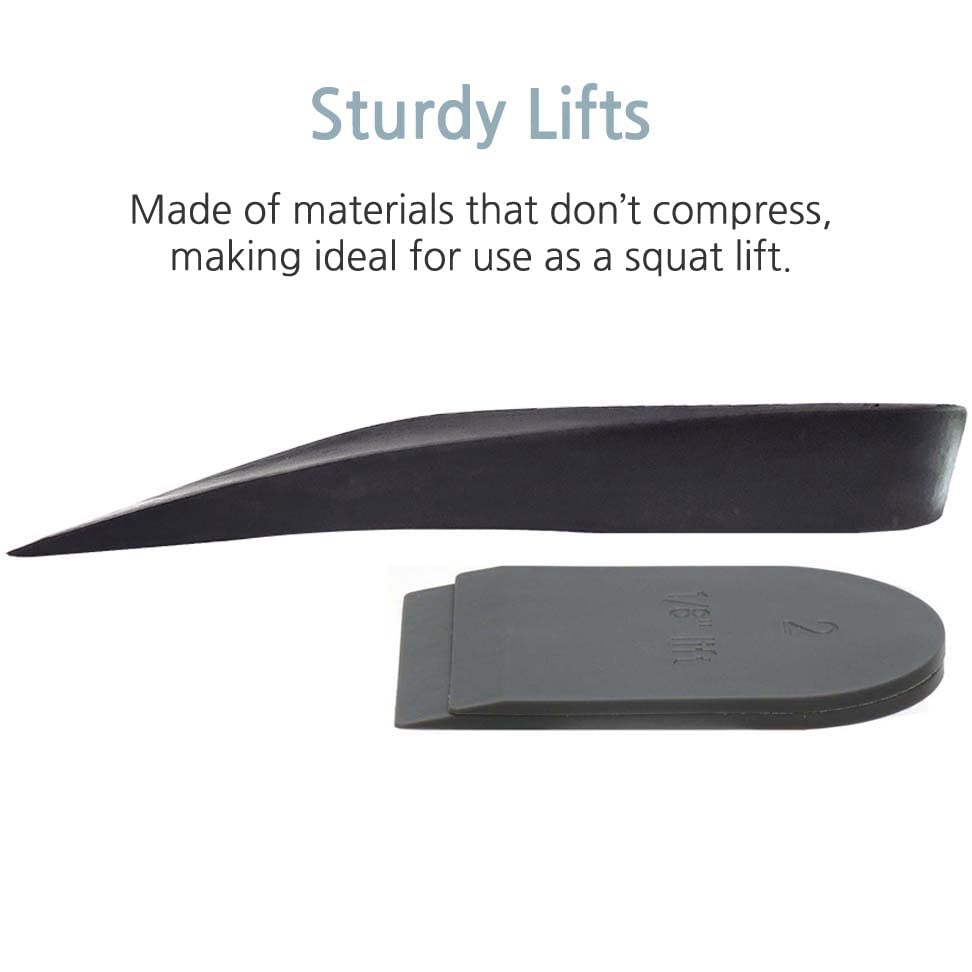 Squat Heel Wedges Lifts Inserts Insoles for Squats (15mm-21mm Medium) - Black, Polyurethane, Unisex Adults, Adults with Heel Pain, Unisex, Insoles, shoe insert