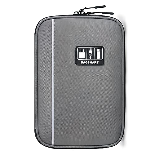 BAGSMART Large Electronics Organizer Travel Case for Tech Accessories, Blue | Tech Accessories, Cord Storage Bag, For Phone, Power Bank, SD Card, Cables - color: Grey