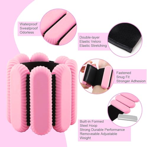 Pilates Wrist & Ankle Weights for Women, Wearable Strong Arm & Leg Weights Set of 2, Adjustable Ankle Weights for Walking, Yoga, Dance, Barre,Gym - color: Pink, size: 1lbs x2