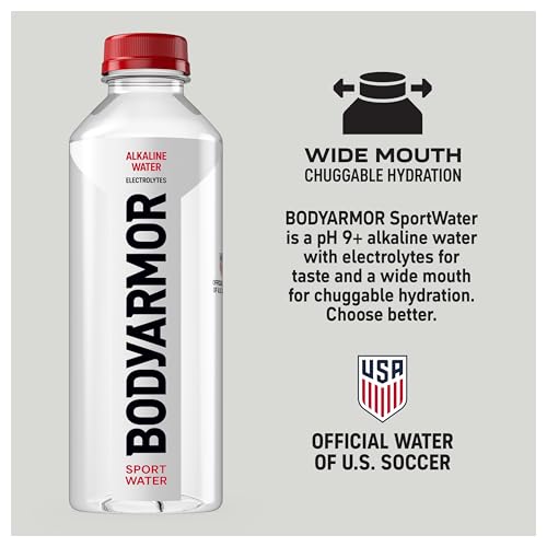 BODYARMOR SportWater Alkaline Water, High Alkaline Bottled Water, pH 9+, 700mL (24 Pack), Refreshing Electrolyte Drink Pack, Wide Mouth Bottle - size: 23.7 Fl Oz (Pack of 24)