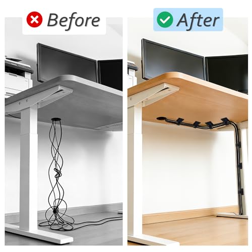 Cable Management Under Desk, Znben Detachable Cable Straps Heavy Duty Hook and Loop Cable Ties Reusable 20 Pack Black - color: Black