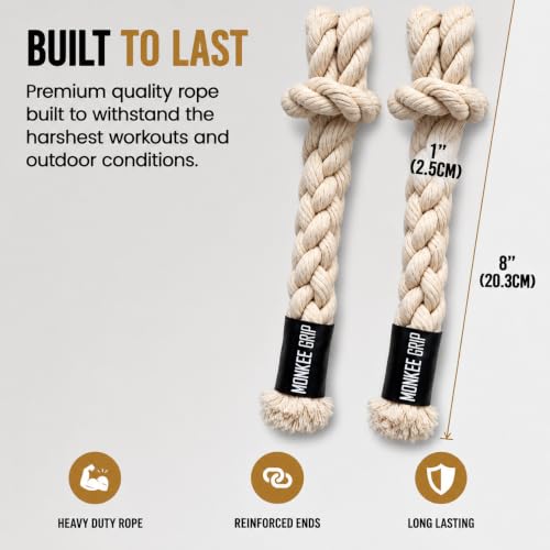 Rope Grips Cotton Black (Pair) Pull-up, Grip Strength, - color: Level 2: Natural
