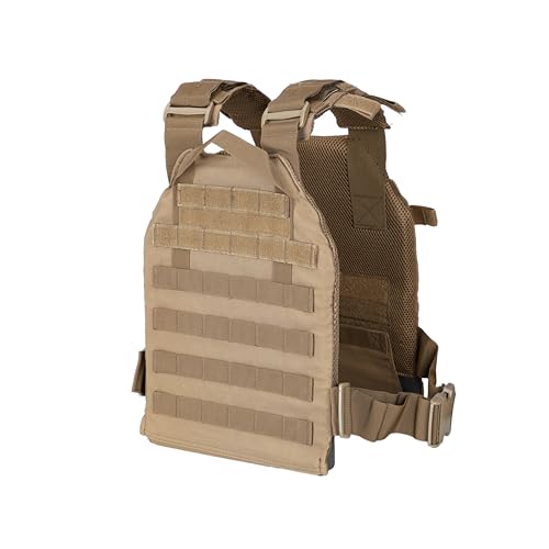 Greencity Weight Vest Adjustable Strength and Endurance Training, Tactical Vest Quick Release with Molle System, Fitness Workouts, Running - color: TAN