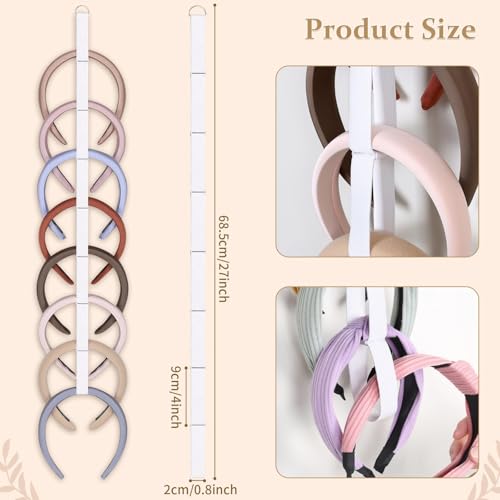 3 PCS Headband Holder Organizer for Girl,Hanging Hairband Storage for Women,White Hair Hoop Display Hair Accessories Organizer Bedroom College Dorm Decor - color: White-3pcs