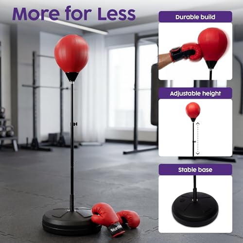 Punching Bag with Stand for Adults and Teens, Adjustable Boxing Bag with Permium Gloves, Freestanding Reflex Bag Training Equipment for Home Workout Fitness and Stress Relief