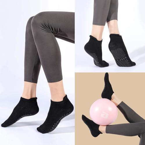 loudashuaiqi Grip Pilates Socks Non Slip Athletic Yoga Socks with Grips for Women Grippy socks for Hospital Workout Barre - style: 3black