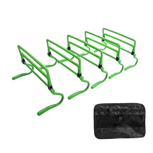 5X Agility Hurdles Obstacles Improves Strength Adjustable Speed Hurdles for Soccer Athletes Basketball Running Indoor Outdoor - color: Green