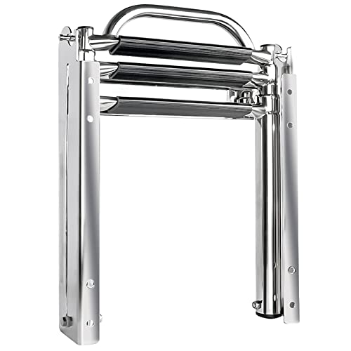 3-4 Step Ladder Under Platform Slide Mount Boat Boarding Ladder, Telescoping Ladder with a Carry Handle and Mounting Screws, Press-Type Spring Latch (3 Steps)