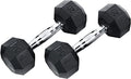 Ader 2lb-120lb Black Octagon Rubber Dumbbells Pair - size: 20lb