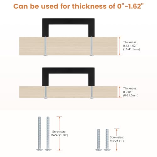 5 Pack Probrico Black Kitchen Cabinet Pulls,Stainless Steel 3inch Hole Centers Cabinet Handles,Stainless steel Square Corner Bar Black Dresser Drawer Pull Handles - color: Black, size: Hole Center: 76mm(3inch)