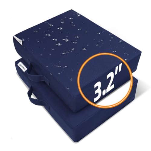 2 PCS Stadium Seat Cushions,Portable Waterproof Bleacher Pads with Handle,2.2" Foam Stadium Pads with 900D Oxford & Water-Repellent Lining for Indoor Outdoor Events - color: Navy, size: 3.2''