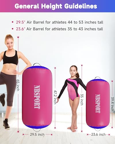 Air Barrel - Air Roller Gymnastics Barrel for Back Handspring Trainer, Air Tumble Mat with Pump for Gym Training/Yoga Balance Exercise/Cheerleading/Home and Outdoor Use - color: Pink+Purple, size: 39.4x23.6inch