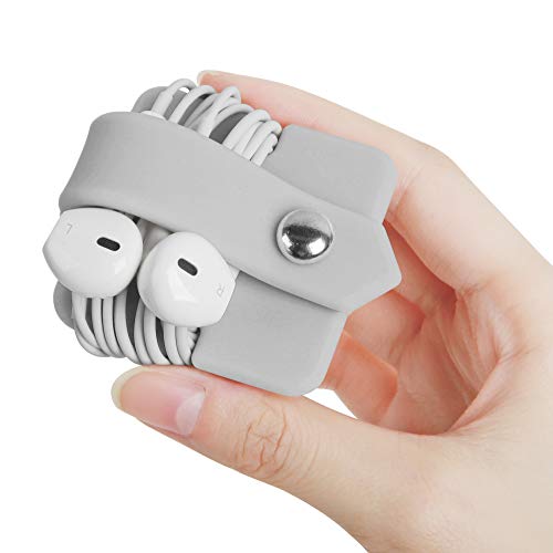 Silicone Earphone Organizer Earphone Wrap Winder Headphone Cord Organizer Wrap Winder Manager/Cable Winder(Gray, 1 Piece) - color: Light Grey