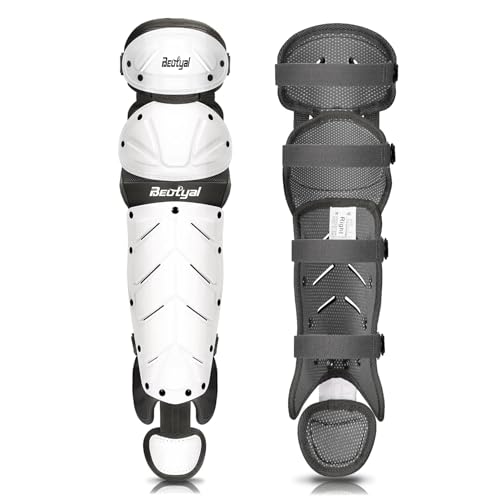Baseball Softball Catcher Leg Guards Shin Guards for Youth Adult - size: 12"-Youth White