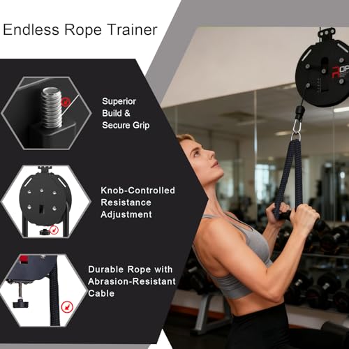 Endless Rope Trainer,Portable Cable Pulley System,Pulley Cable Machine System with Adjustable Resistance,Home Gym Equipment,for Grip,Arms,Back,Body Coordination Exercises
